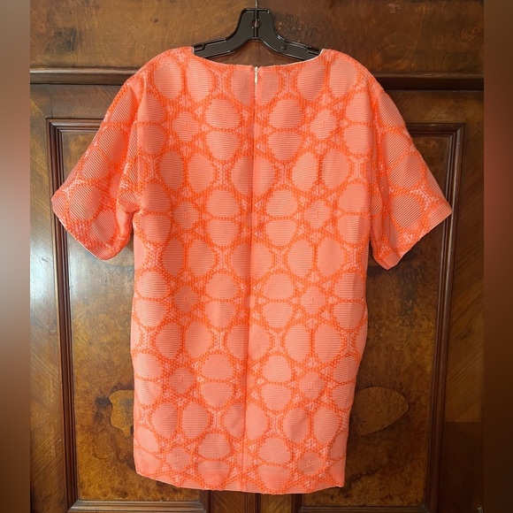 EUC MSGM- Geometric Lace Shift Mini Dress in Coral. Size IT 38/ US 4 - Picture 2 of 7